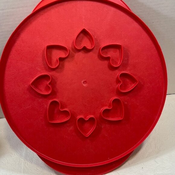 VTG Nordic Ware Pie Top Cutter Reversible Hearts or Lattice Plastic Red 12" - Picture 4 of 15